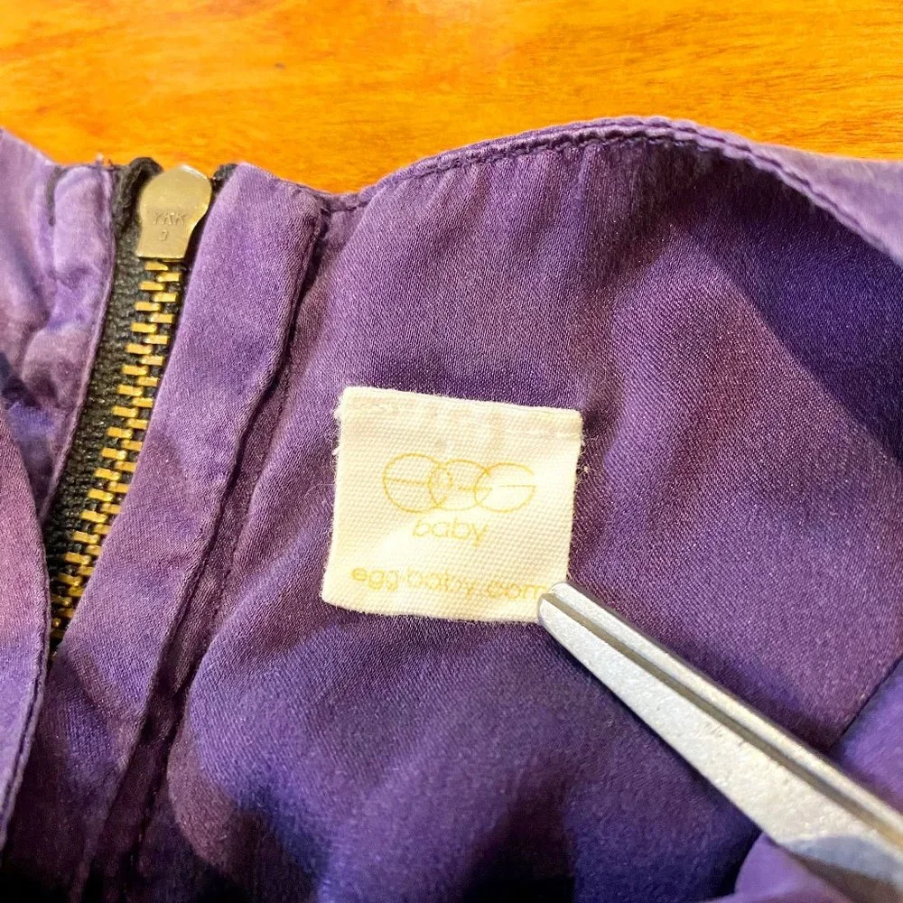 Egg New York 100% Silk Purple Ruffled Dress with Zipper